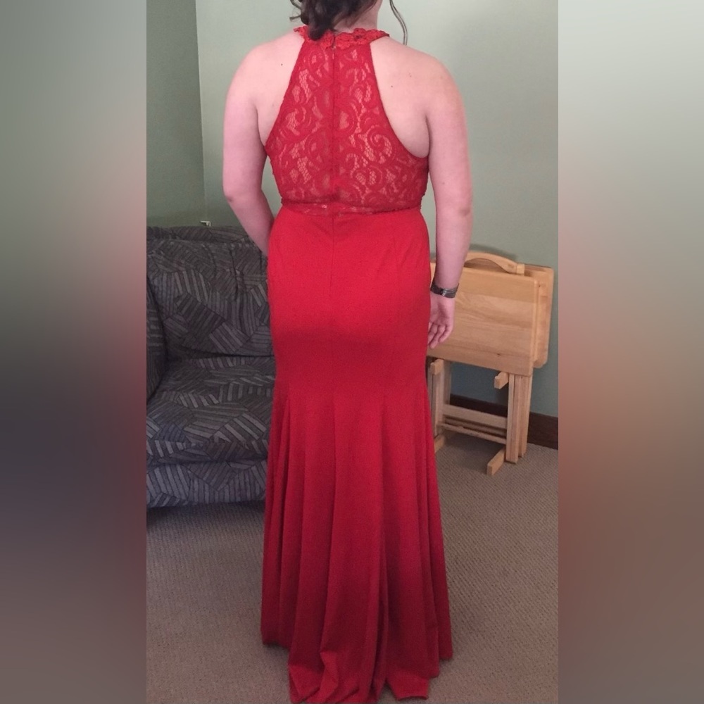 BouBou Red Full Length Halter Prom Dress Size 2X - Picture 8 of 9
